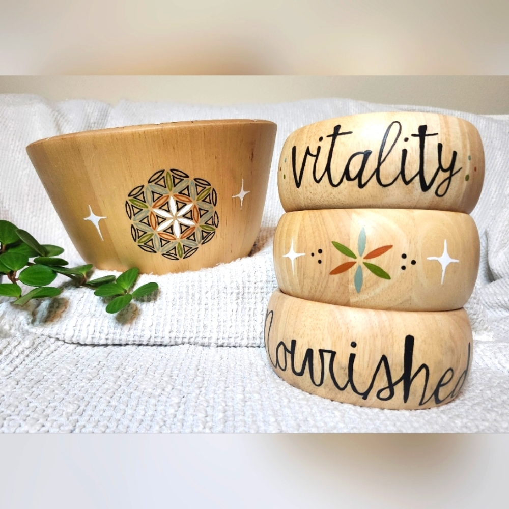 Handpainted teak bowls
